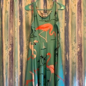 Flamingo Print Skater Dress